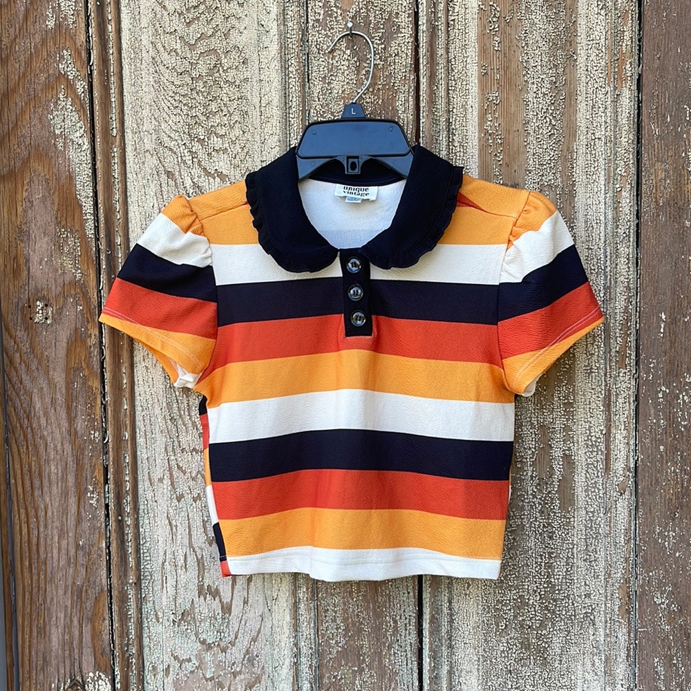 Unique Vintage strip crop Top size small